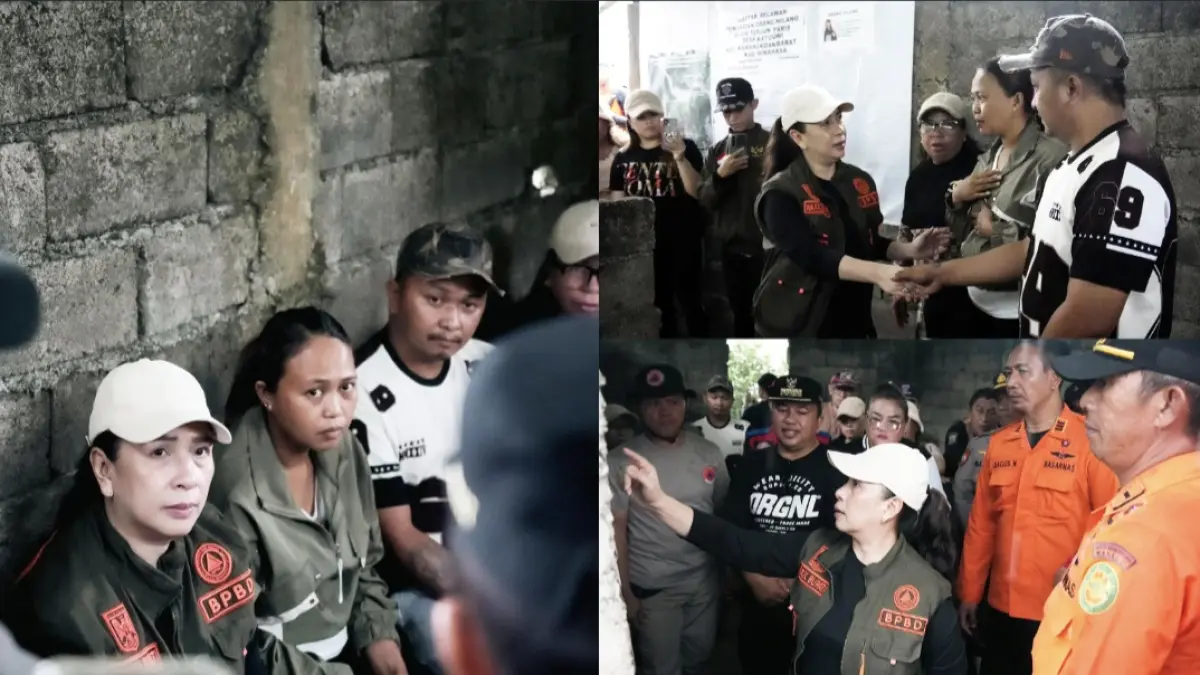 SEMANGATI: Wabup Vanda Sarundajang saat berada di posko pencarian dan bersama orang tua Adik Queen Makal, Rabu (27/5/2026).