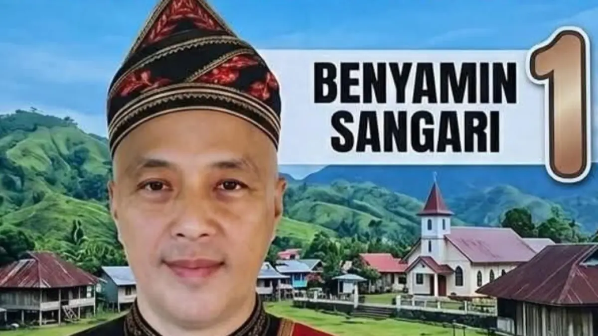 MERAKYAT: Benyamin Sangari, Calon Hukum Tua Nomor 1 Desa Kalawiran, Kecamatan Kombi, Kabupaten Minahasa.