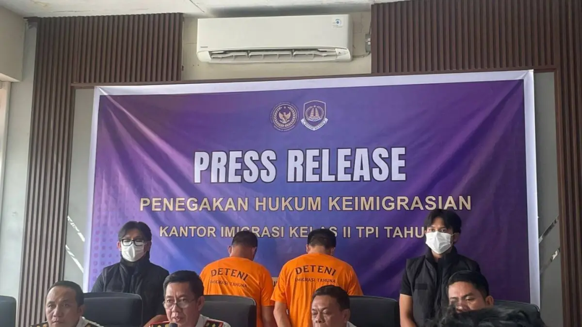 Press release Kantor Imigrasi Kelas II TPI Tahuna terkait penangkapan dua WNA China di Pelabuhan Laut Tahuna, Senin (1/6/26).
