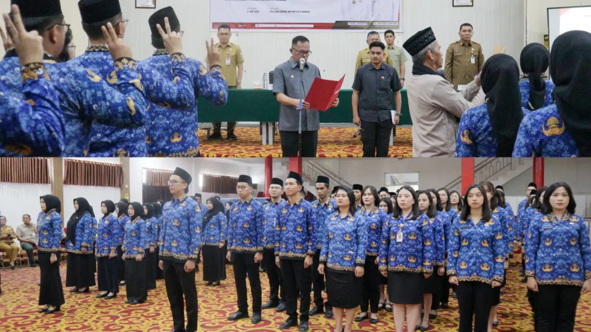 90an PNS Pemkot Manado diangkat dan diambil sumpah oleh Wakil Wali Kota Richard Sualang, Selasa (2/6) di Aula BKPSDM