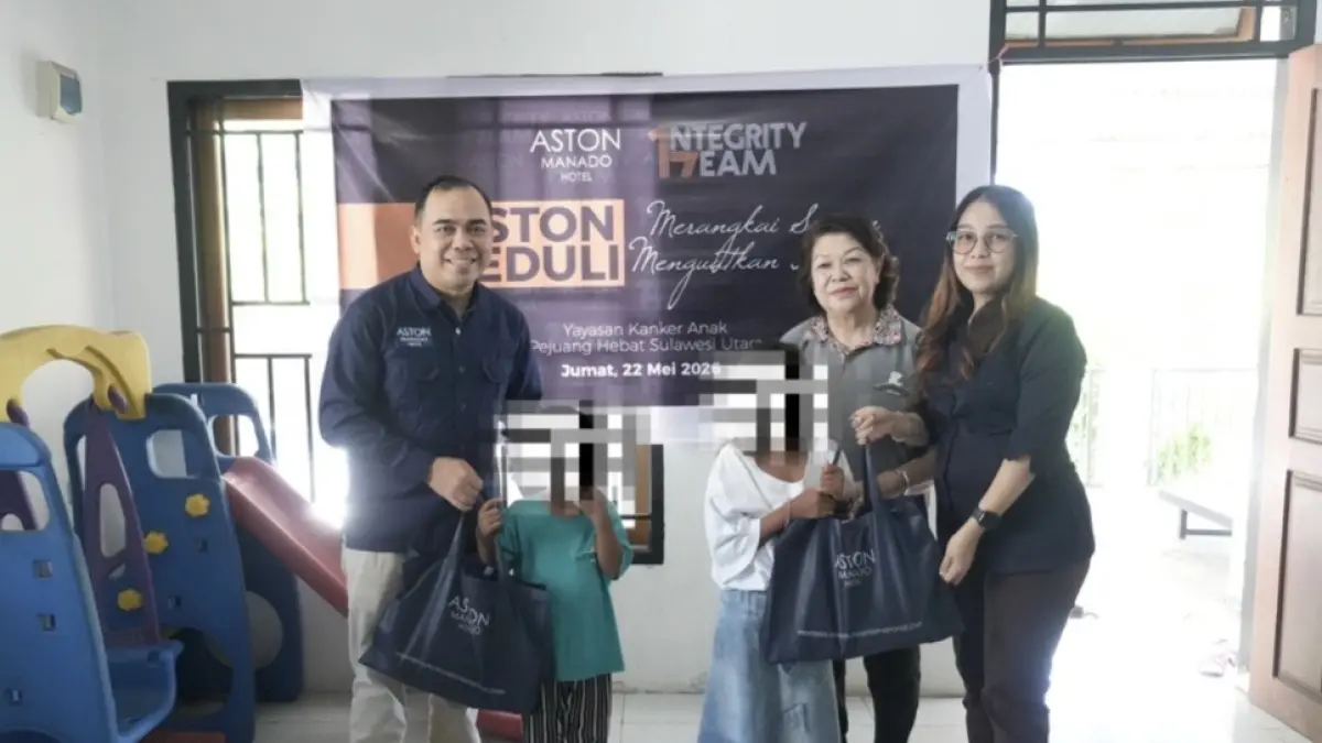 Aston Manado Hotel berbagi kebahagiaan bersama anak-anak yang tengah berjuang melawan kanker melalui kegiatan sosial bertajuk Aston Peduli.