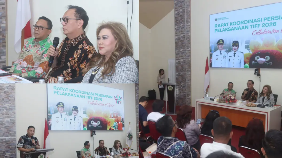 SOLID: Suasana pelaksanaan Rapat Panitia TIFF Tahun 2026, dipimpin langsung oleh Wali Kota Caroll Senduk SH. Dok istimewa 