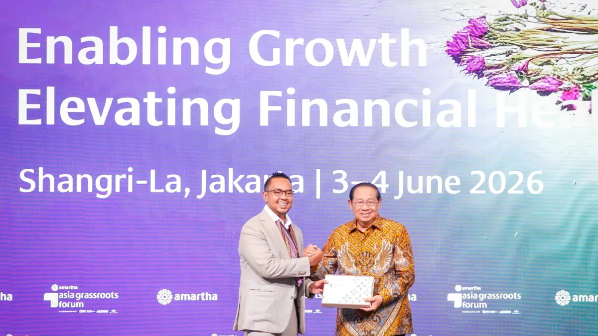 Andi Taufan Garuda Putra, Founder dan CEO Amartha Financial bersama Presiden ke-6 Republik Indonesia, Susilo Bambang Yudhoyono pada Perhelatan The 2026 Asia Grassroots Forum