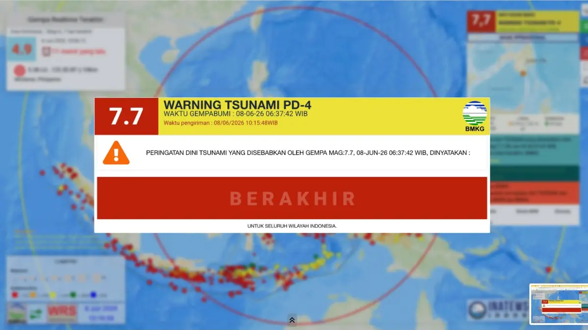 Buletin peringatan dini tsunami PD-4 yang dikeluarkan BMKG.(Dok Istimewa)