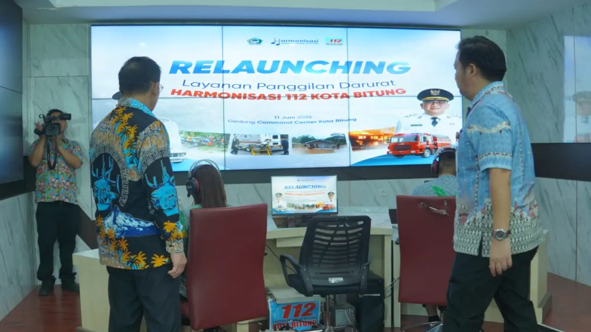 Relaunching panggilan darurat 112 di Command Center Kantor Wali Kota Bitung.(Dok Istimewa)