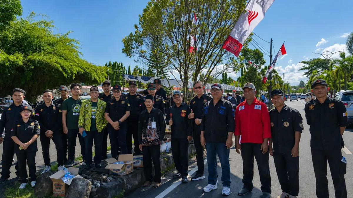 MANTAP: Pengamanan gabungan pelaksanaan HUT PI dan PK GMIM di halaman Kantor Bupati Minsel.