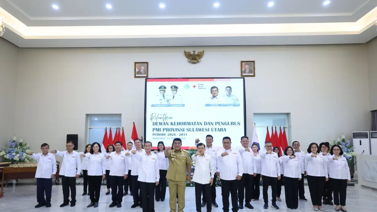 Pelantikan pengurus Palang Merah Indonesia (PMI) Provinsi Sulawesi Utara masa bakti 2026-2031.