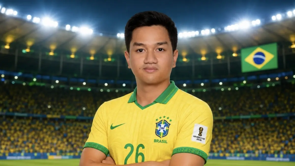 FIGUR MUDA: Politisi Partai Golkar Ezekiel Paruntu Stuart menjagokan Timnas Brazil dalam perhelatan Piala Dunia 2026.
