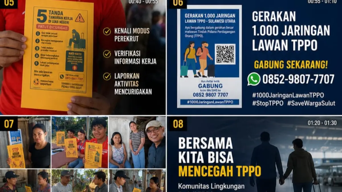 GERAKAN 1.000 JARINGAN LAWAN TPPO TERUS DIGENCARKAN DI MANADO, KOMUNITAS EDUKASI MASYARAKAT DARI DESA HINGGA PERKOTAAN