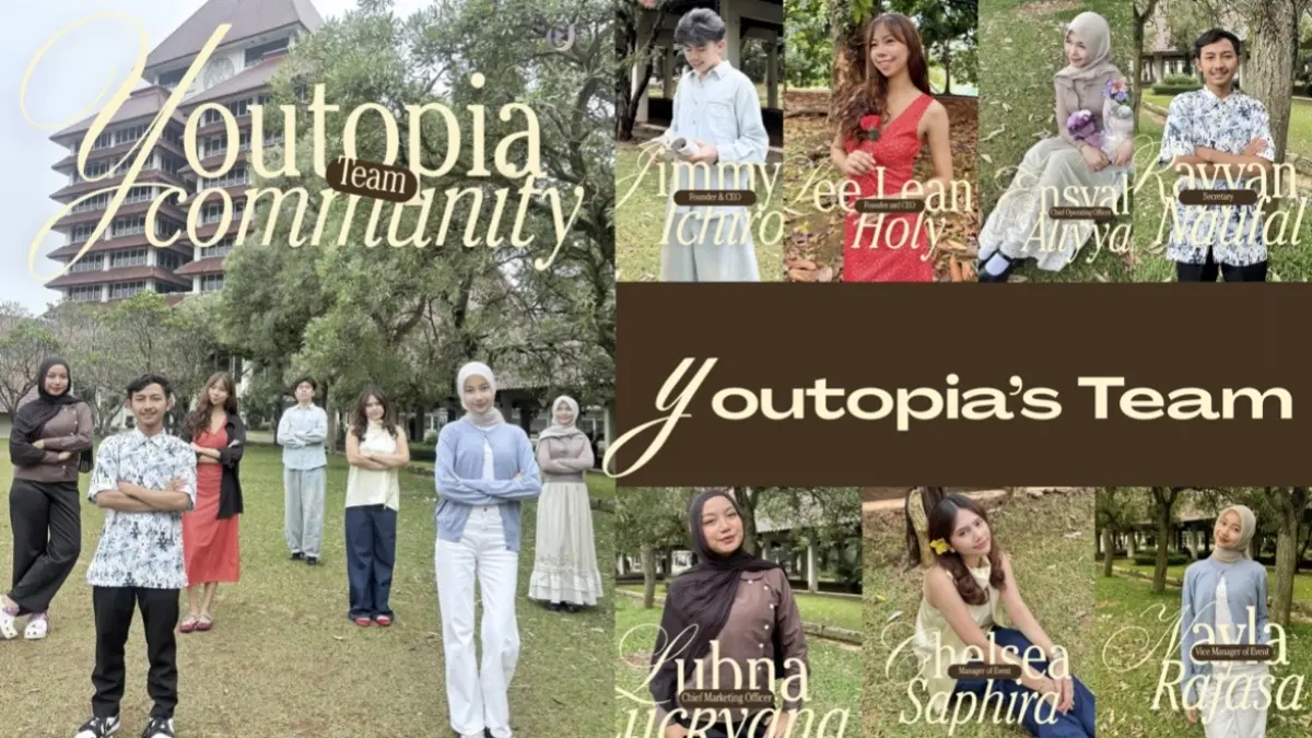 Youtopia hadir sebagai komunitas kepemudaan yang fokus memberdayakan generasi muda melalui edukasi, kolaborasi, dan aksi sosial.