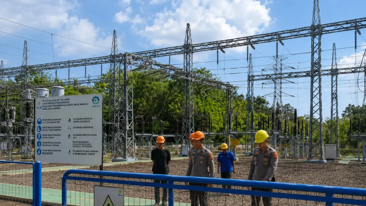 Tim Pamobvit Polda Sulawesi Barat bersama PLN ULTG Mamuju melakukan peninjauan langsung di area Gardu Induk Mamuju. Kegiatan ini menjadi bagian dari penguatan sinergi pengamanan objek vital ketenagalistrikan guna mendukung kinerja PLN dalam menjaga keandalan pasokan listrik bagi masyarakat Sulawesi Barat.