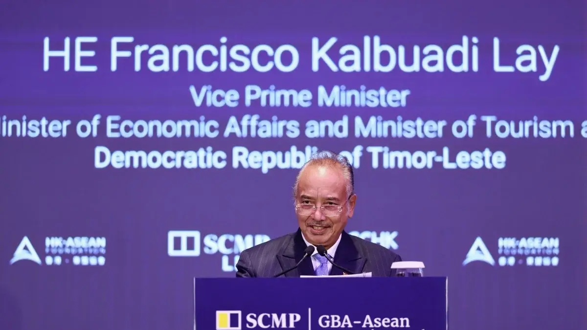 Wakil Perdana Menteri Timor-Leste, Francisco Kalbuadi Lay, menyampaikan pidato dalam GBA-ASEAN Summit 2026, Selasa (30/6). Foto: Handout.