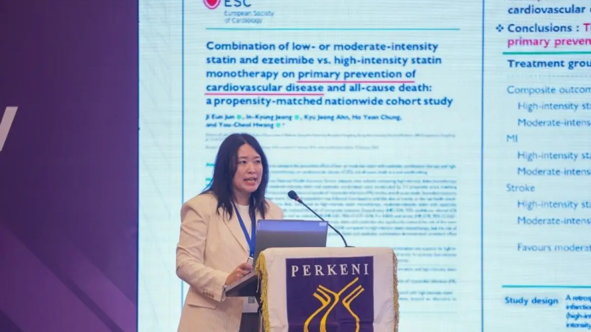 Simposium ilmiah Daewoong Pharmaceutical Indonesia pada PIT PERKENI 2026 di Bandung yang membahas pentingnya pengelolaan lipid, khususnya kadar LDL-C, untuk menurunkan risiko komplikasi kardiovaskular pada pasien diabetes melitus tipe 2.