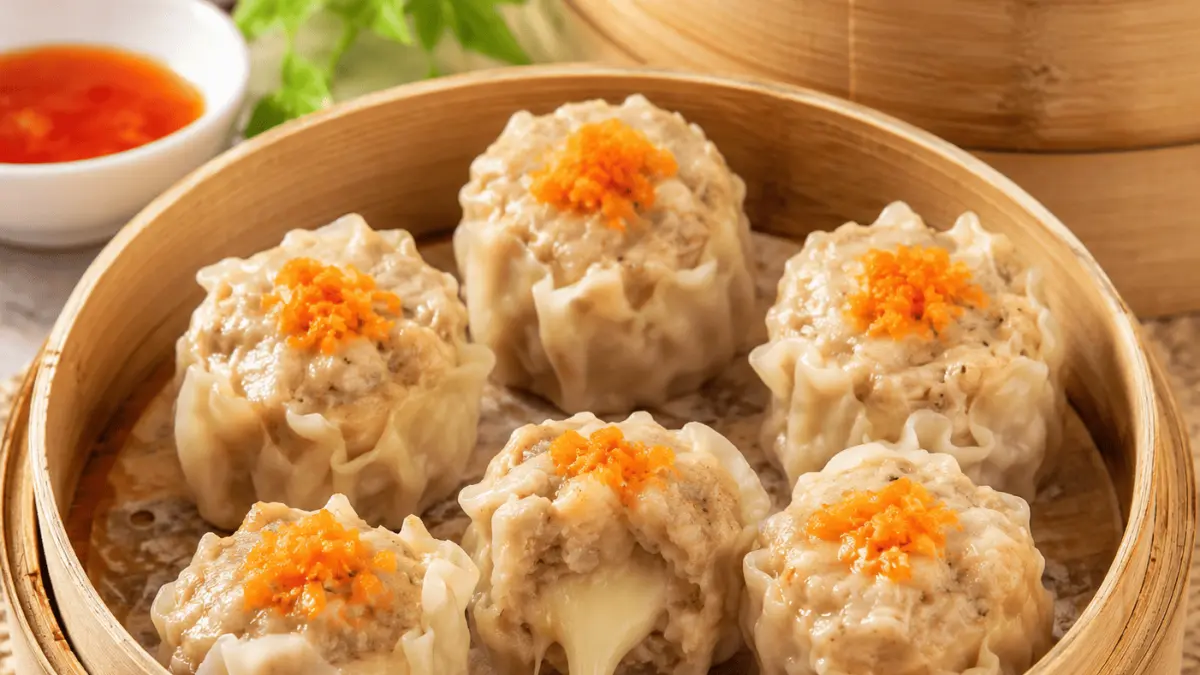 Ilustrasi dimsum ayam mozzarella. Perpaduan daging ayam yang lembut dengan isian keju mozzarella yang meleleh menjadikan dimsum sebagai salah satu camilan kekinian yang banyak diminati