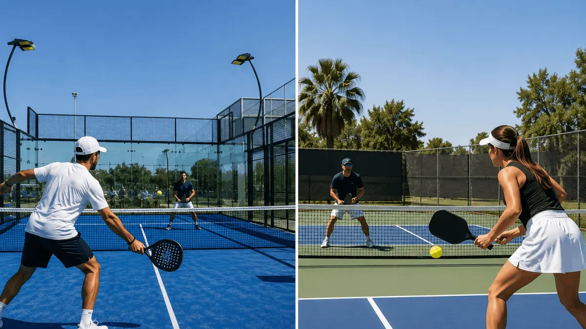 Ilustrasi orang bermain padel (kiri) dan pickleball (kanan) (doc: Freepik)