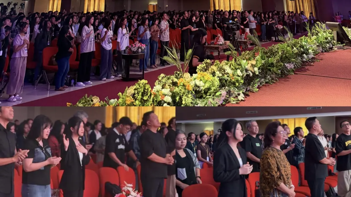 MELAYANI: Ibadah pembukaan Indonesia Youth Conference 2026 di Graha Bethany Manado, Kamis (9/7). Nampak Anggota DPRD Manado Monica Tambajong ikut dalam ibadah pembukaan