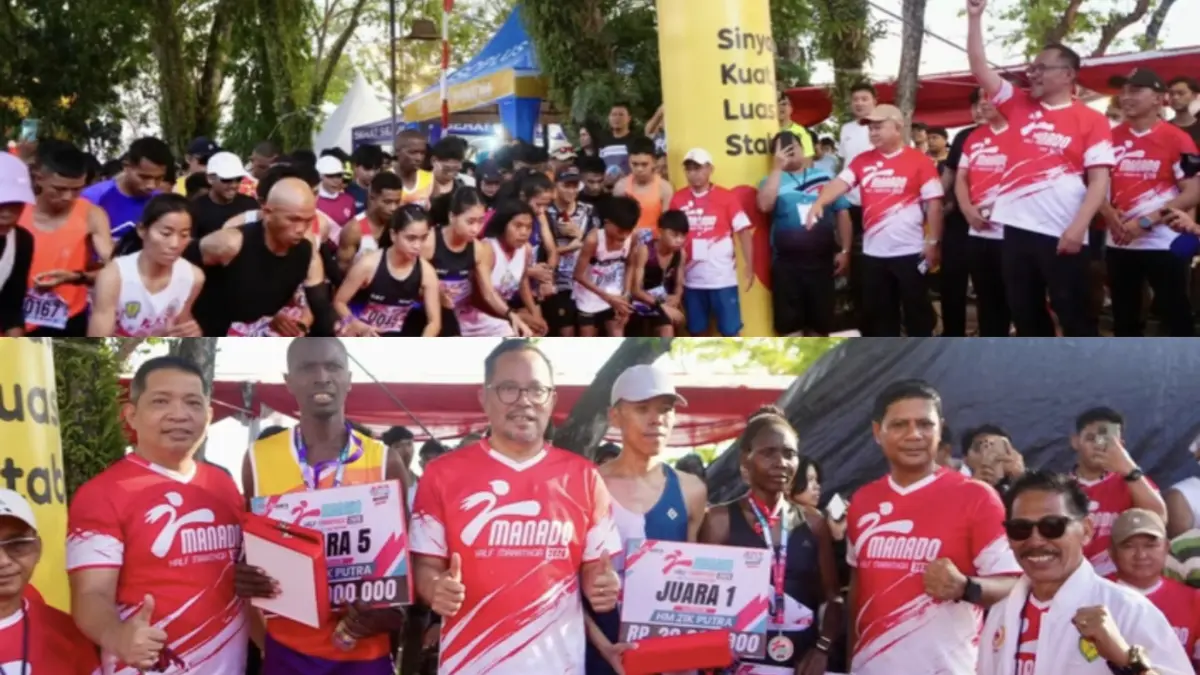RAMAI: Wakil Wali Kota bersama Kapolres, Sekkot Manado saat melepas kemudian menyerahkan hadiah para jaura