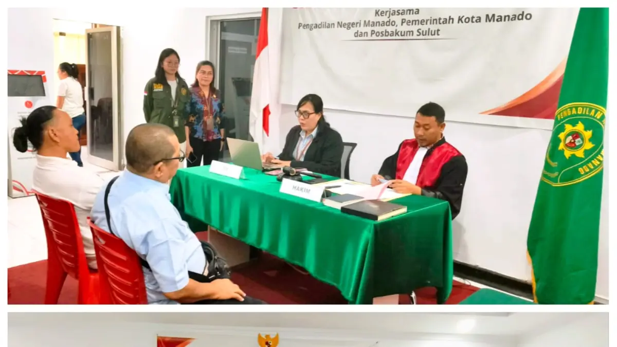 DIJALANKAN: Kegiatan sidang keliling yang diprakarsai Pengadilan Negeri Manado berkolaborasi dengan Dinas Kependudukan dan Pencatatan Sipil Kota Manado.