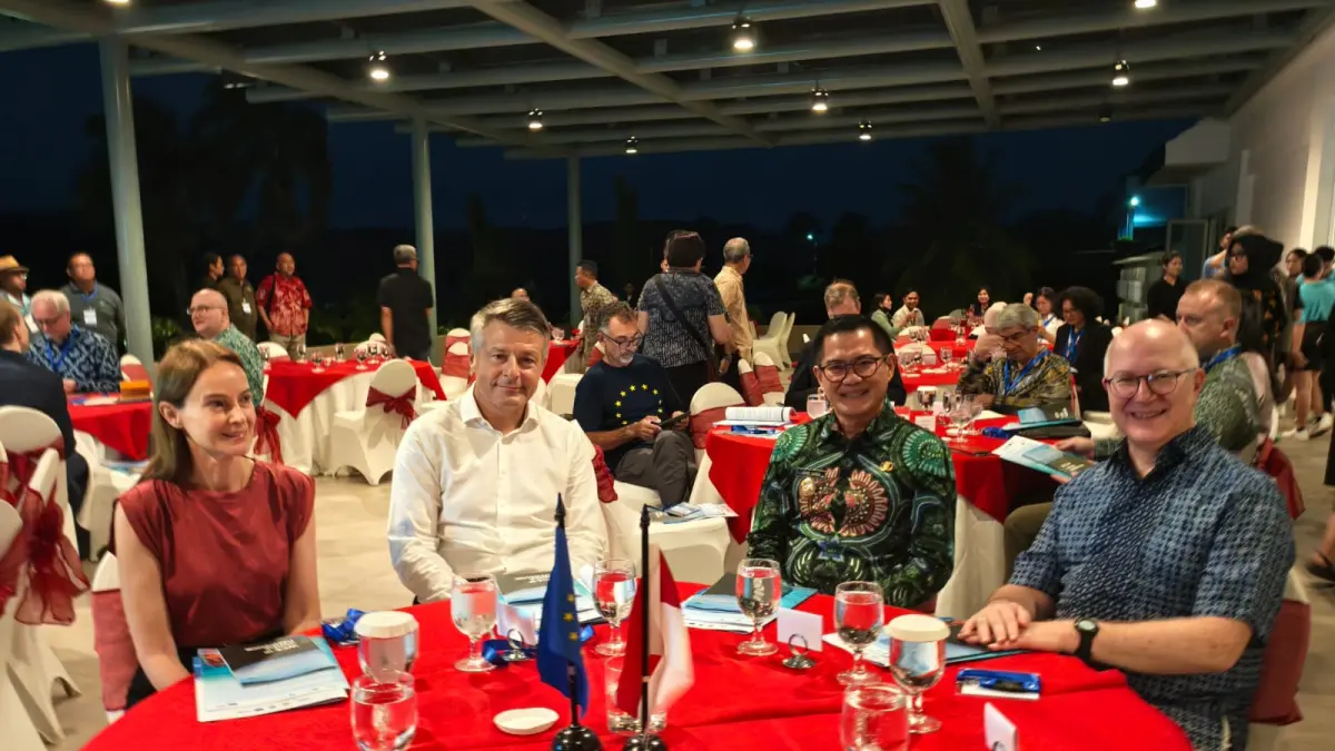 Bupati Minahasa Utara Joune Ganda Saat menerima kunjungan delegasi 13 negara uni Eropa yang berlangsung di Hotel Paradise, Rabu (15/7/2026).