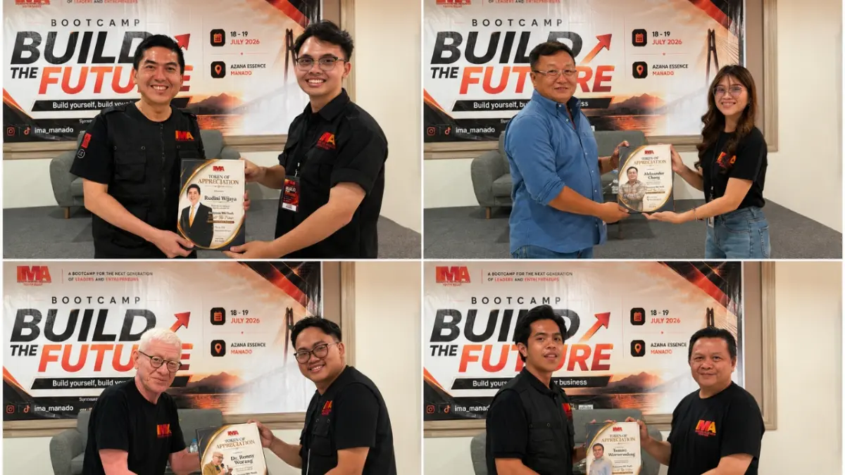 IMA senior Pastor Ronny Worang, Alex Chang, Rudini Wijaya dan Tommy Waworundeng usai shering pengalaman dengan peserta