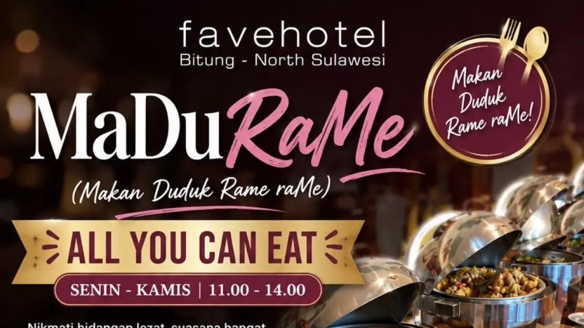Favehotel Bitung meluncurkan MaDuRaMe, program makan siang All You Can Eat Rp50 ribu dengan menu berganti setiap hari.
