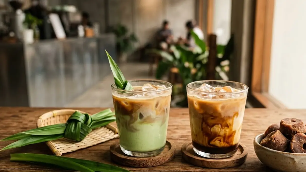 Kopi rasa pandan dan gula aren, tren rasa lokal di kafe Indonesia.