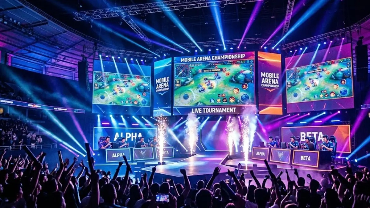 Ilustrasi turnamen Mobile Legends: Bang Bang Mid Season Cup 2026 di Esports World Cup Paris.