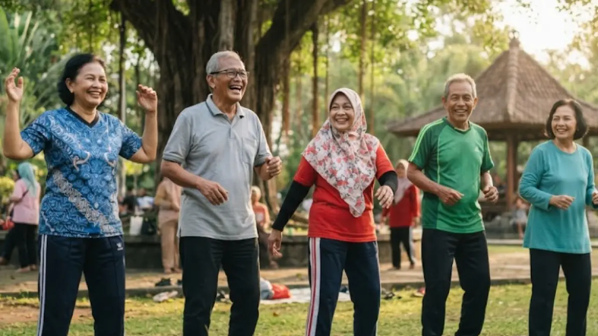 Ilustrasi sekelompok lansia