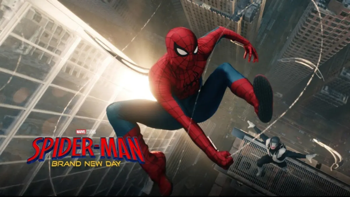 Visual resmi film Spider-Man: Brand New Day yang mulai tayang di bioskop Indonesia pada 29 Juli 2026. Film ini melanjutkan kisah Peter Parker setelah dunia melupakan identitasnya sebagai Spider-Man. Foto: Marvel Studios/Sony Pictures.