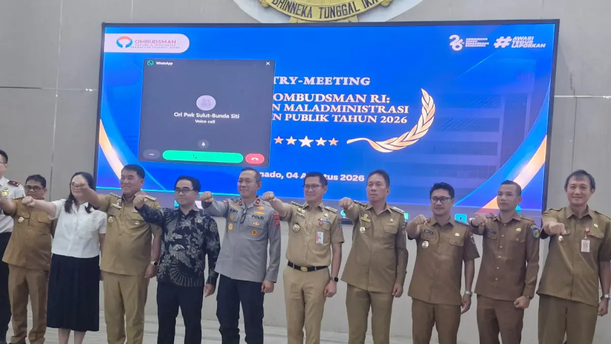 Komitmen-Bupati Minahasa Utara Joune Ganda saat menghadiri Entry Meeting Penilaian Maladministrasi Pelayanan Publik Tahun 2026 yang diselenggarakan Ombudsman RI di Manado, Selasa (4/8/2026).
