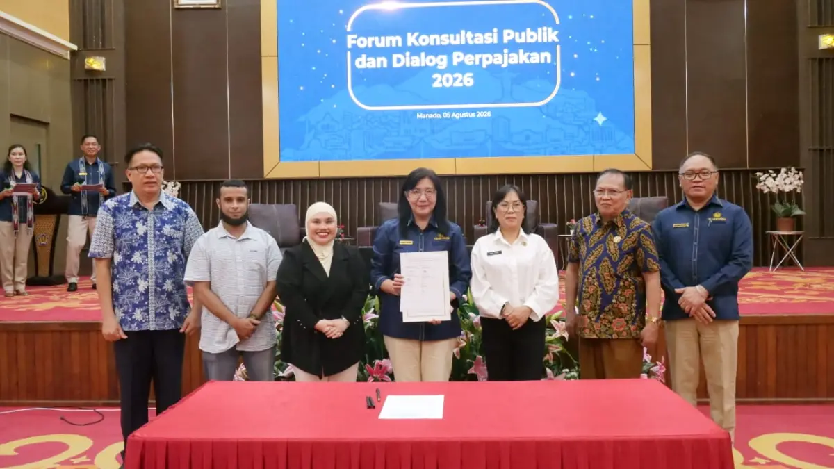 Penandatanganan nota kesepakatan usai kegiatan FKP dan Dialog Perpajakan, Rabu (5/8).