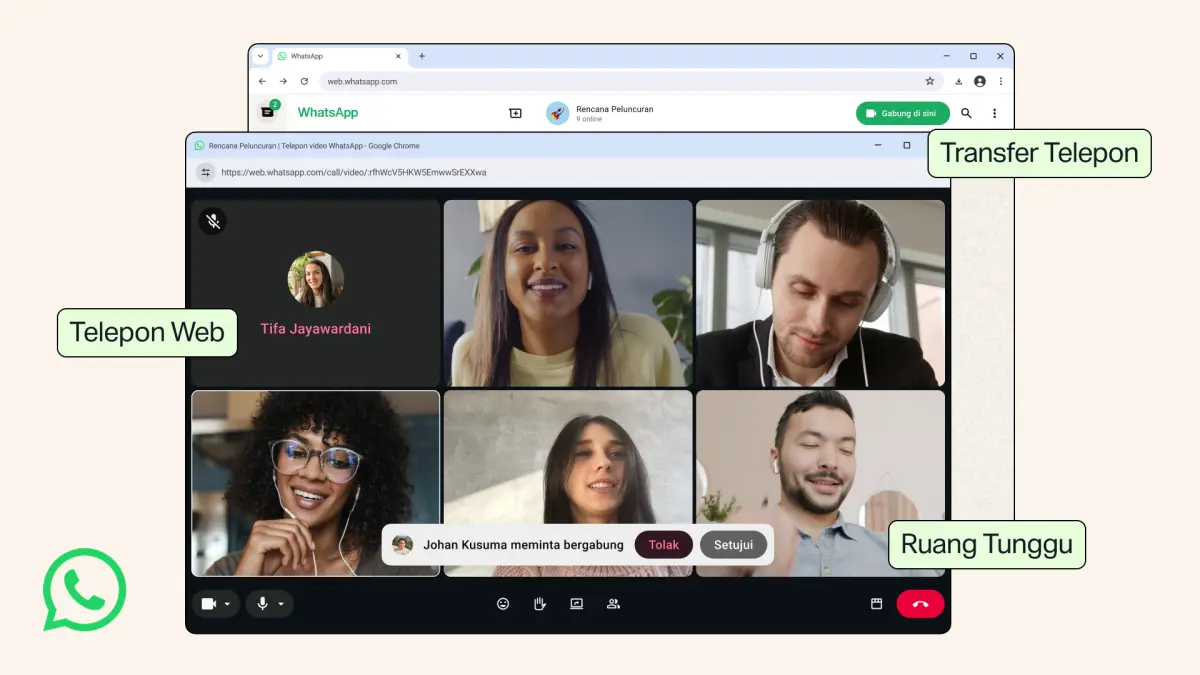 WhatsApp menghadirkan panggilan audio dan video langsung di browser tanpa perlu mengunduh aplikasi.