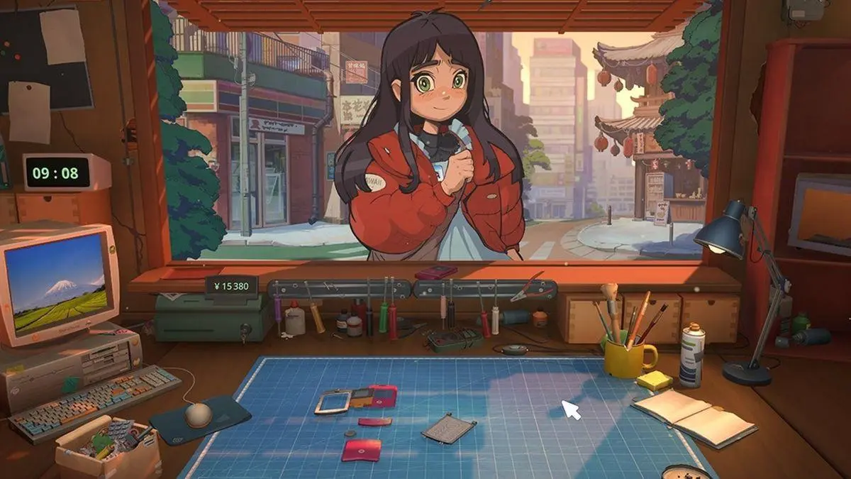 Visual resmi ReStory: Chill Electronics Repairs. Gim simulasi ini mengajak pemain mengelola toko reparasi elektronik di Tokyo pada era pertengahan 2000-an dan dijadwalkan rilis pada 7 Agustus 2026. Foto: Mandragora/tinyBuild.
