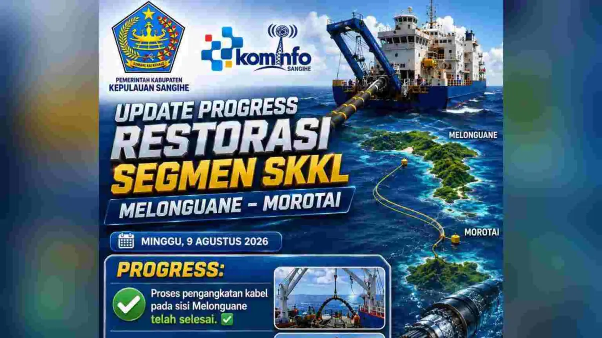 Pekerjaan restorasi SKKL segmen Melonguane Morotai diperkirakan akan selesai pada 11 Agustus 2026.
