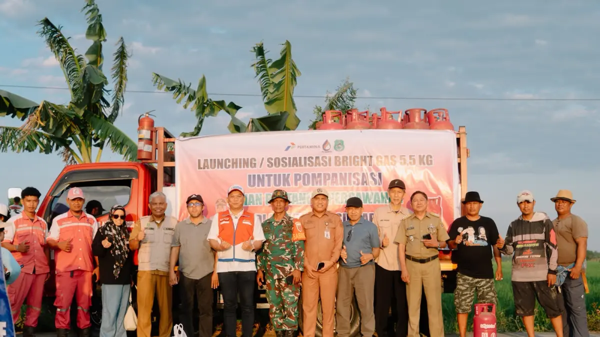 Pertamina mendorong petani Sidrap menggunakan Bright Gas 5,5 untuk Pompanisasi..