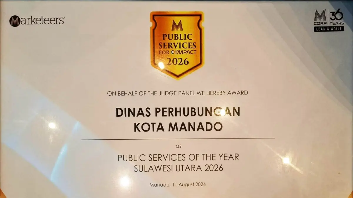 Dinas Perhubungan Kota Manado ditetapkan sebagai salah satu penerima "Public Service Award Sulawesi Utara 2026"