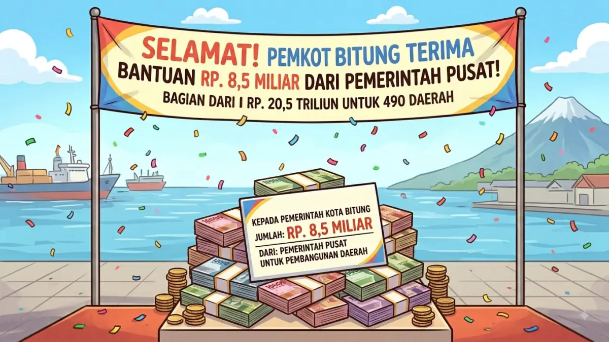 Ilustrasi bantuan pemerintah pusat untuk Kota Bitung.(Gemini Ai)
