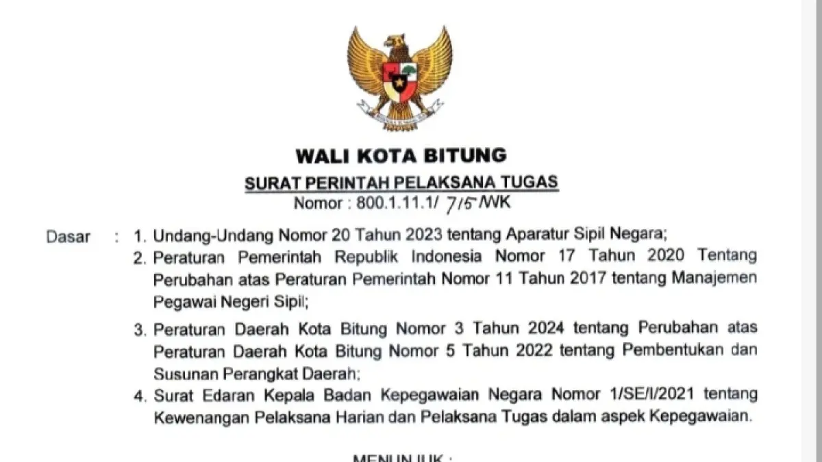 Surat Perintah Tugas Nomor: 800.1.11.1/715/WK.(Dok Istimewa)