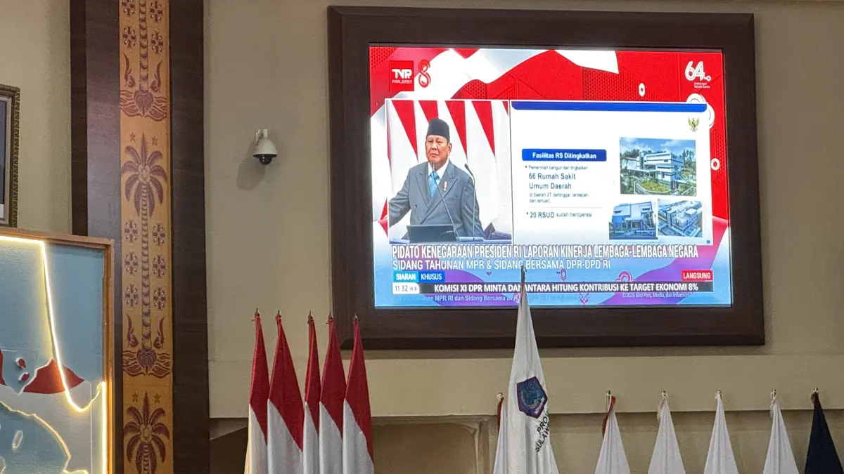 Presiden Prabowo Subianto saat pidato di Sidang MPR.