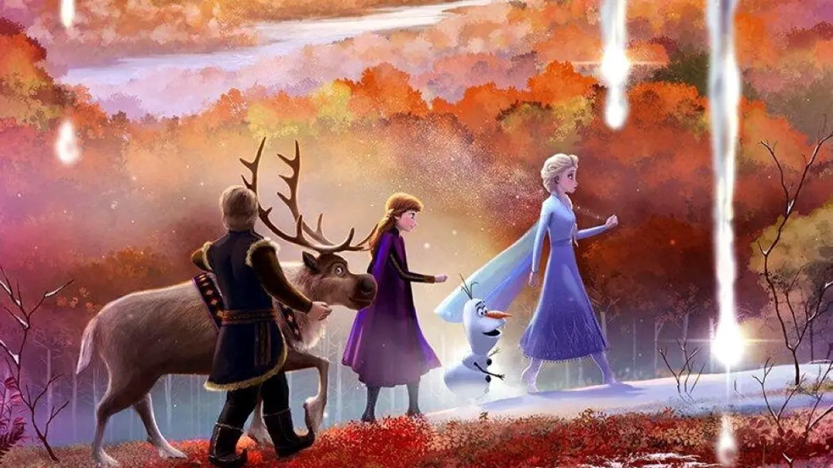 Disney memperlihatkan konsep seni terbaru Frozen 3 yang menampilkan Anna, Elsa, dan Olaf dalam petualangan baru. Foto: Disney
