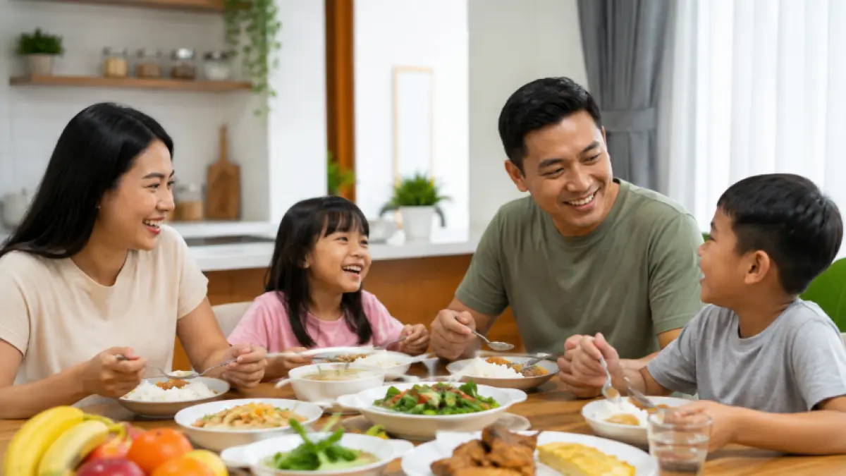 Ilustrasi makan bersama