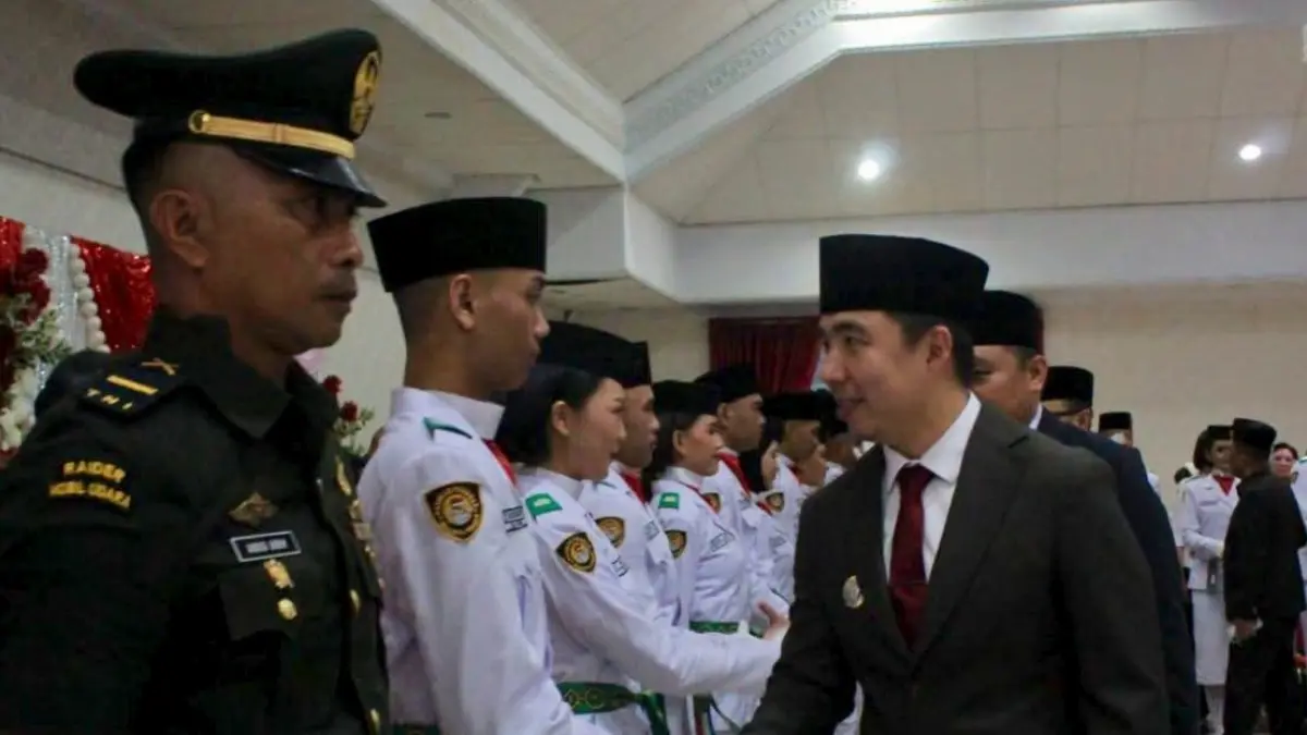 Pengukuhan Paskibraka Kabupaten Kepulauan Sangihe, Sabtu (15/8/26). Foto : Ist