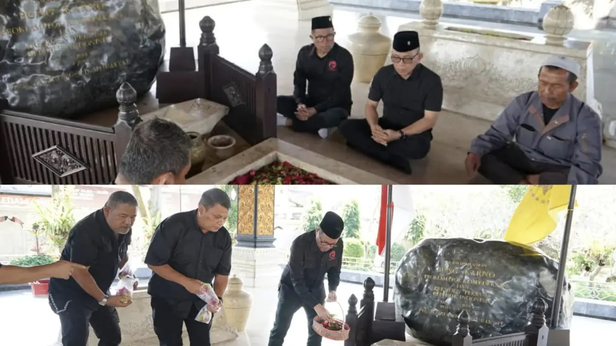 MENGENANG: Ketua DPC PDIP Manado bersama sejumlah pengurus saat ziarah di Makam Bung Karno di Blitar, Jawa Timur, Rabu (12/8) lalu