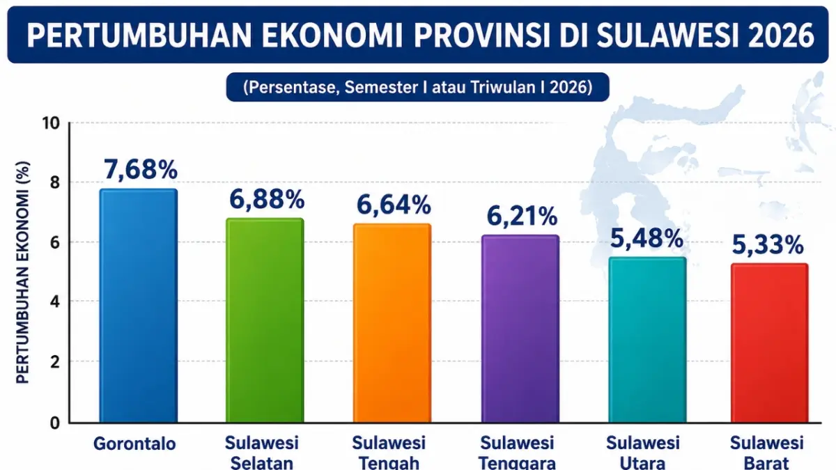 Pertumbuhan Ekonomi Gorontalo Semester I Kalahkan Sulut, Tembus 7,68 Persen. Grafik PE Semester I Provinsi di Sulawesi 