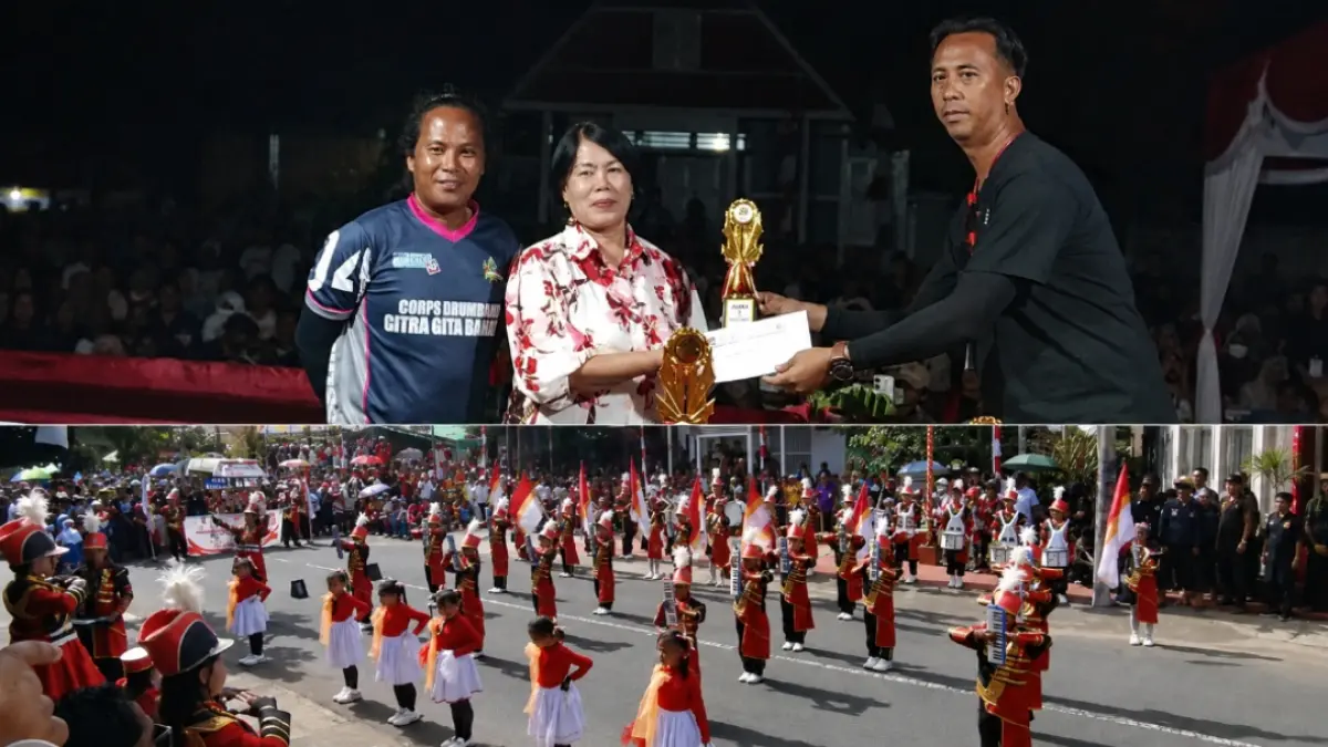 Ichal Rumochoy berhasil mengantar SDN 1 Mundung Juara Umum Drum Band.(Dok Istimewa)