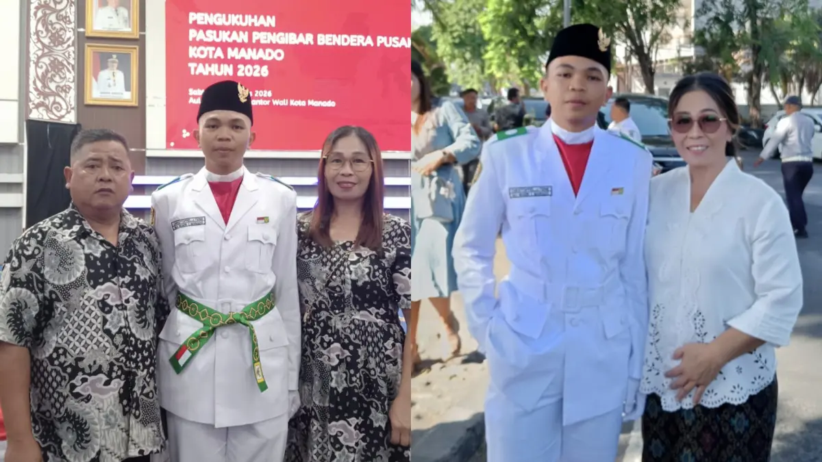 MEMPRIHATINKAN: Christoffel Jeremia Tene, Paskibraka Manado yang disingkirkan dari barisan di hari Upacara pengibaran dan penurunan 17 Agustus lalu saat berfoto usai pengukuhan. Foto lain. Foto saat hendak upacara 17 Agustus