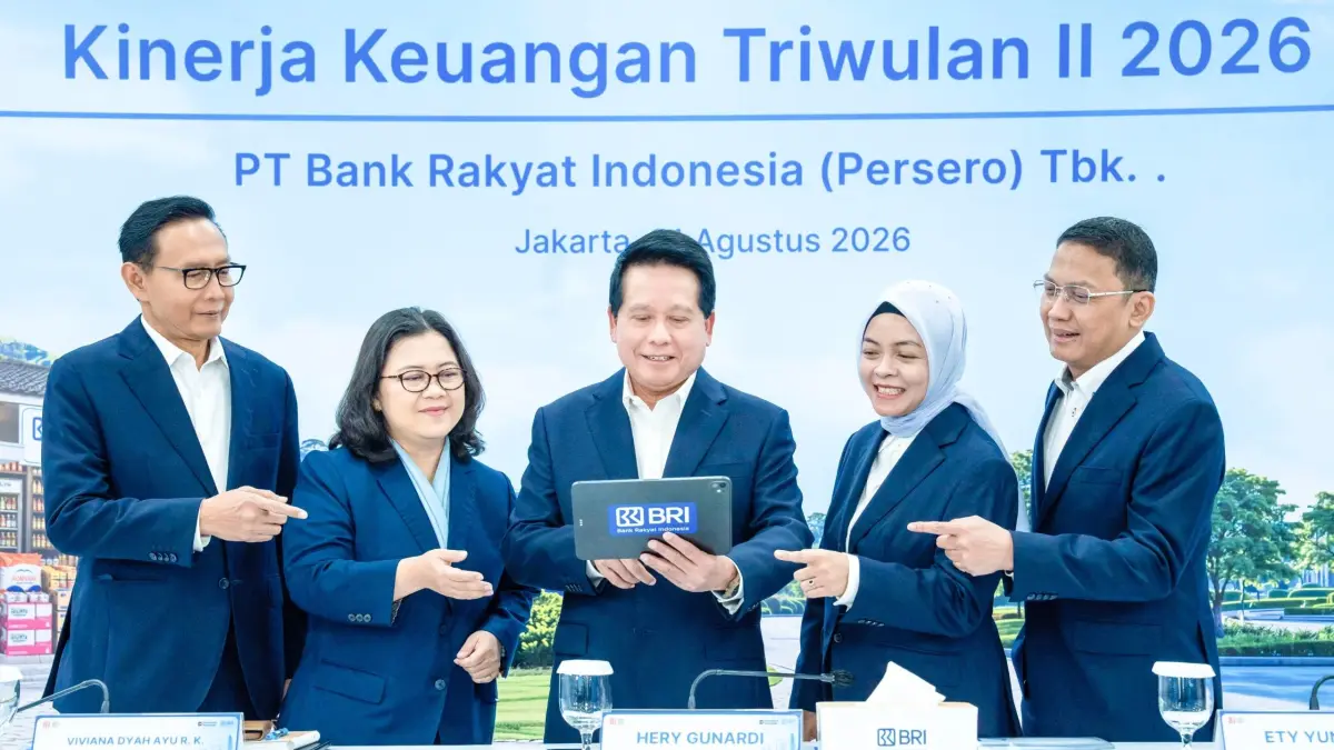 Direksi BRI saat pemaparan kinerja yang digelar di Kantor Pusat BRI, Jakarta (31/8/2026).