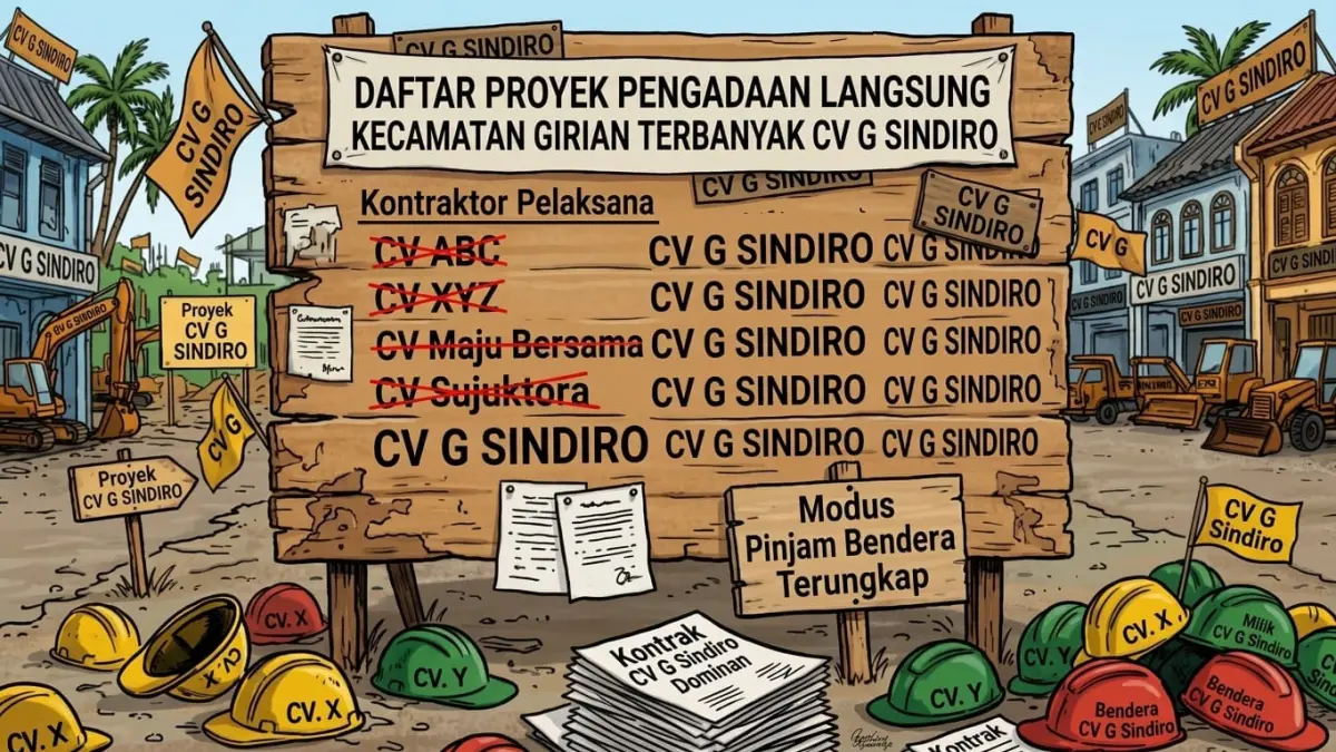 Ilustrasi proyek PL di Kecamatan Girian didominasi CV G Sindiro.(Dok Gemini Ai)