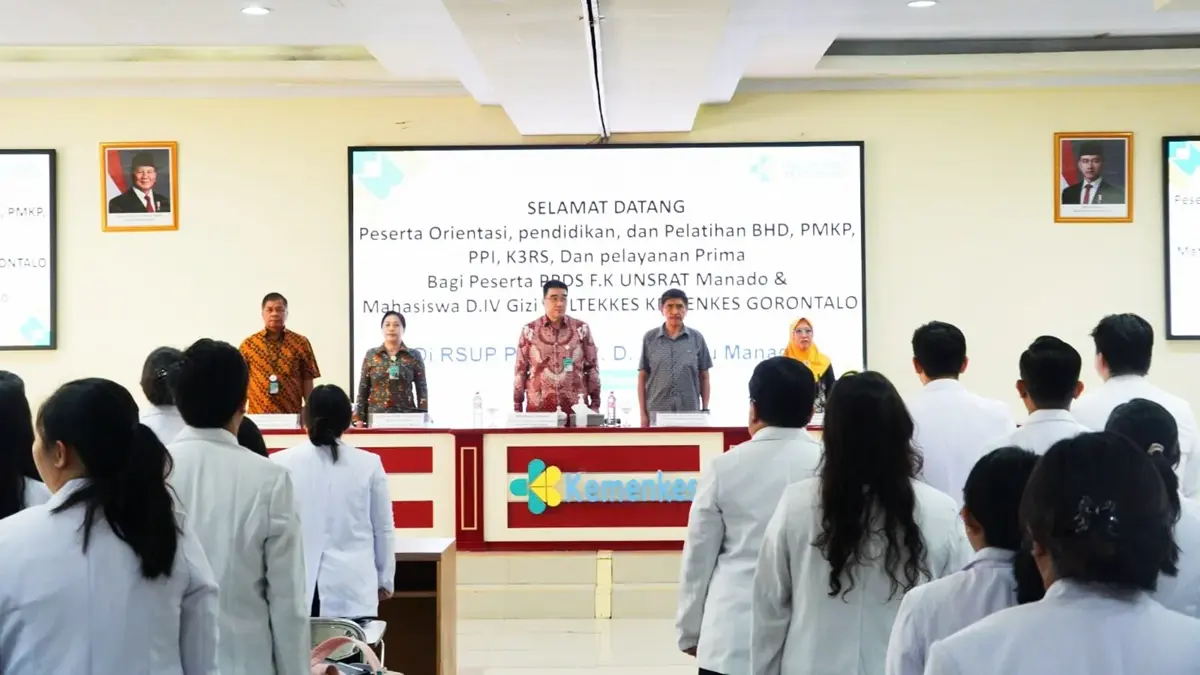 Kegiatan Orientasi Pendidikan dan Pelatihan bagi peserta PPDS Fakultas Kedokteran Unsrat dan mahasiswa D-IV Gizi Poltekkes Kemenkes Gorontalo, Selasa (1/9/2026).
