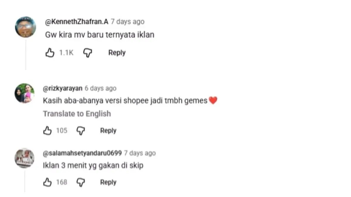 Respon positif terlihat dalam kolom komentar